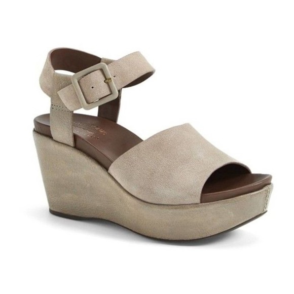 Kork Ease Brown Taupe Leather Platform Wedges Size 10 - Picture 1 of 8